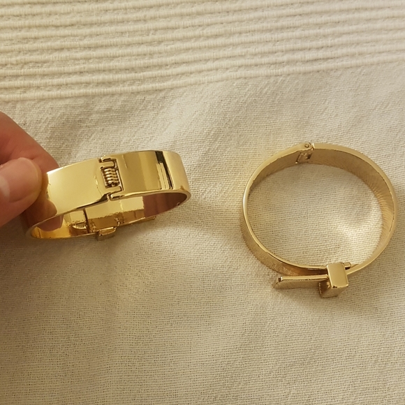 BCBG Gold Cuffs / Bracelets (Matching Pair) - Adjustable with Hinges - Picture 3 of 13